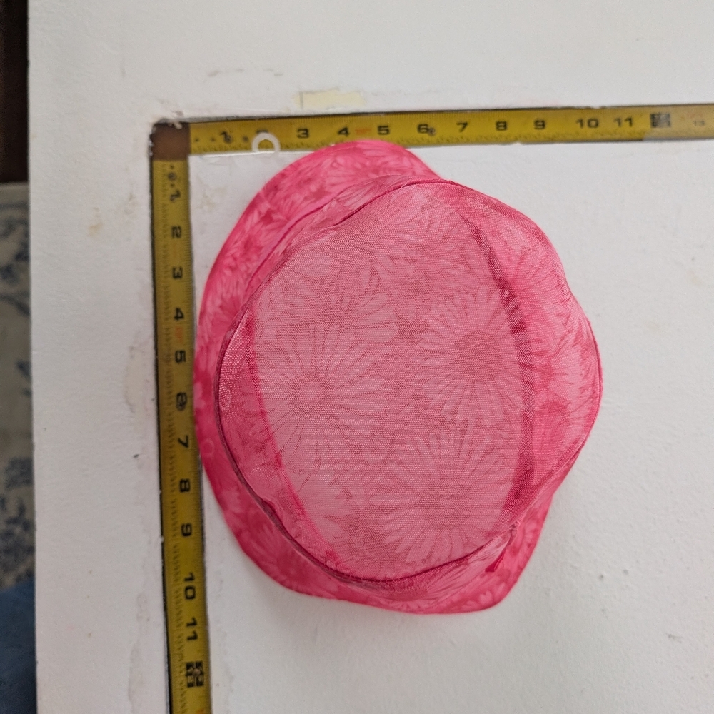 Vintage Y2K LEI Bucket Hat Sheer Floral Pink Hawaiian - Picture 3 of 6
